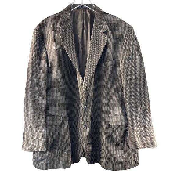 Vintage Baracuta 100% Wool Brown Dinner Sport Coat Jacket Blazer Plaid Mens 52R - Picture 1 of 5
